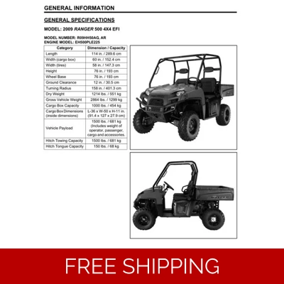 POLARIS RANGER 2009 2010 500 EFI SERVICE REPAIR MANUAL